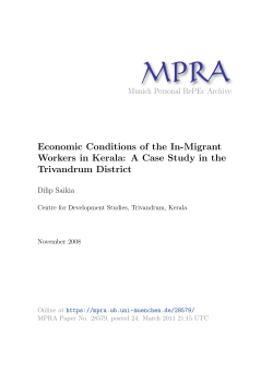 Economic Conditions of the In-Migrant Workers in Kerala