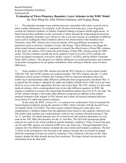 Evaluation of Three Planetary Boundary Layer Schemes in the WRF