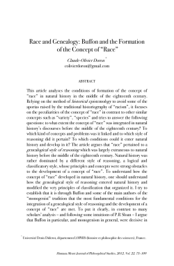 Race and Genealogy: Buffon and the Formation of the concept of