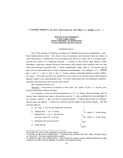 A CURIOUS PROPERTY OF UNIT FRACTIONS OF THE FORM 1/d