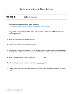 Isotopes and Atomic Mass Activity