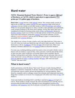 Hard water - Mountain Regional Water District