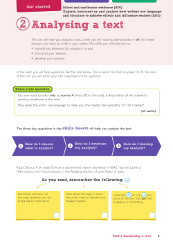 Unit 2 Analysing a text - Pearson Schools and FE Colleges