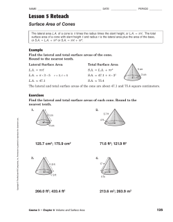 Lesson 5 Reteach Surface Area of Cones