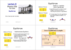 Static Equilibrium II: methods and problem solving
