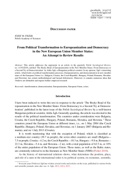 From Political Transformation to Europeanization and Democracy in