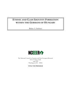Ethnic And Class Identity Formation Within The Germans Of Hungary