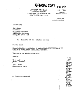 NC WARN`s Direct Testimony of Willam B. Marcus