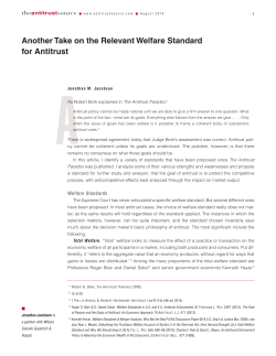 Another Take on the Relevant Welfare Standard for Antitrust