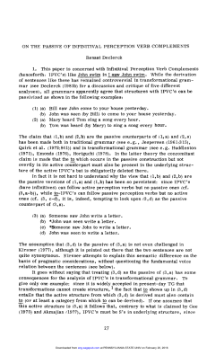(bare infinitives) can follow active perception verbs but