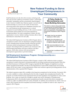New Federal Funding to Serve Unemployed Entrepreneurs