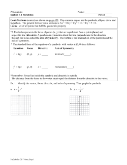 PreCalculus Name: Section 7-1 Parabolas Period