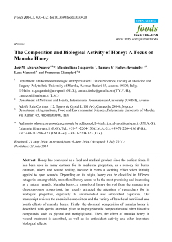 The Composition and Biological Activity of Honey