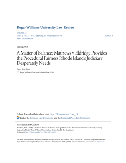 A Matter of Balance: Mathews v. Eldridge Provides