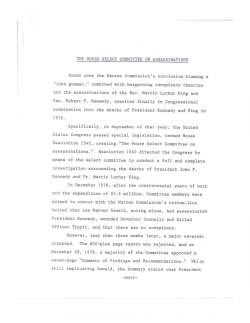 THE HOUSE SELECT COMMITTEE ON ASSASSINATIONS Doubt
