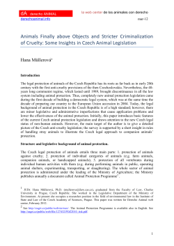 Some Insights in Czech Animal Legislation