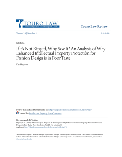 If It`s Not Ripped, Why Sew It? - Digital Commons @ Touro Law Center