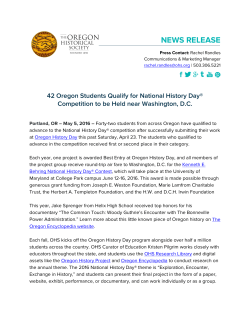 news release - Oregon Historical Society