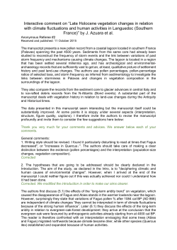 Interactive comment on &ldquo;Late Holocene vegetation changes in