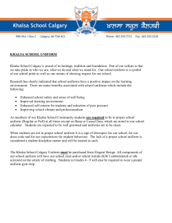 KHALSA SCHOOL UNIFORM Khalsa School Calgary is proud of its