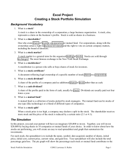 Excel Project Creating a Stock Portfolio Simulation