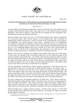 Judgment summary - High Court of Australia