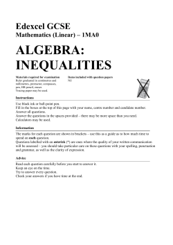 ALGEBRA: INEQUALITIES