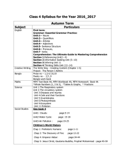 Class 4 Syllabus for the Year 2016_2017 Autumn Term