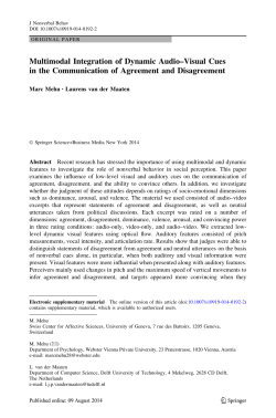 Multimodal Integration of Dynamic Audio&ndash;Visual Cues in the