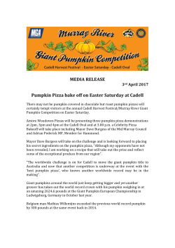 MEDIA RELEASE Pumpkin Pizza bake off on Easter Saturday at