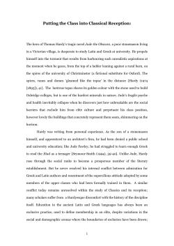 Putting the Class into Classical Reception