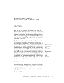 the phenomenological psychology of j. krishnamurti