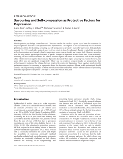 Savouring and Self-compassion as Protective Factors for Depression