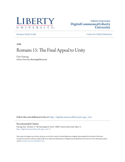 Romans 15: The Final Appeal to Unity