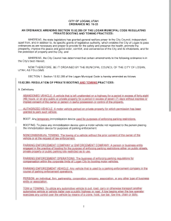 CITY OF LOGAN, UTAH ORDINANCE NO. 16