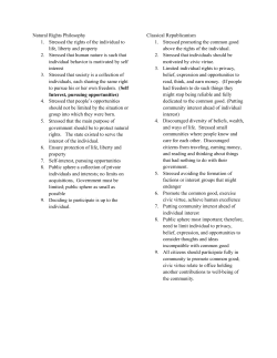 Natural Rights Philosophy 1. Stressed the rights of the individual to