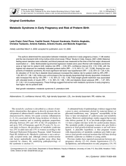 Metabolic Syndrome in Early Pregnancy and Risk of Preterm Birth