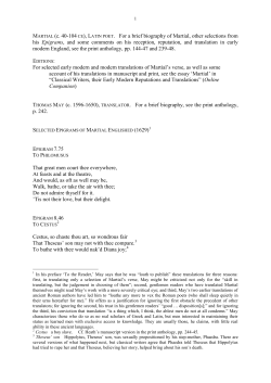 MARTIAL (c. 40-104 CE), LATIN POET. For a brief biography of