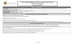 Unit 4.3: Making Predictions, Inferences and Connections