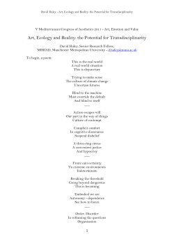 Art, Ecology and Reality: the Potential for Transdisciplinarity