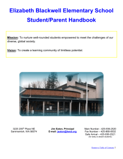 Elizabeth Blackwell Elementary School Student/Parent Handbook
