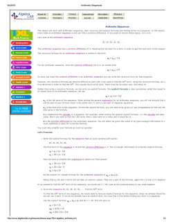 Arithmetic Sequences Arithmetic Sequences
