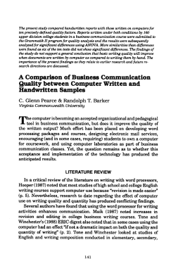 A Comparison of Business Conununication Quality between