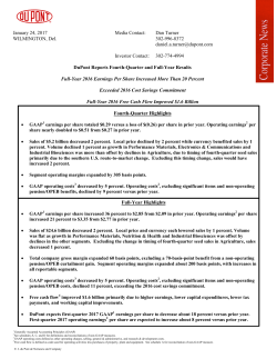 DuPont Reports Fourth-Quarter and Full