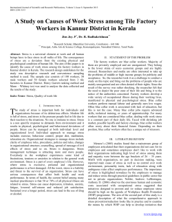 A Study on Causes of Work Stress among Tile Factory Workers in