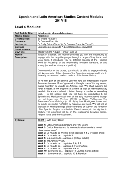 Spanish and Latin American Studies Content Modules 2017/18