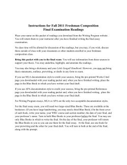 Instructions for Fall 2011 Freshman Composition Final