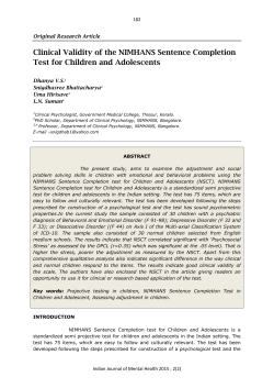 Clinical Validity of the NIMHANS Sentence Completion Test for