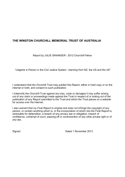 THE WINSTON CHURCHILL MEMORIAL TRUST OF AUSTRALIA