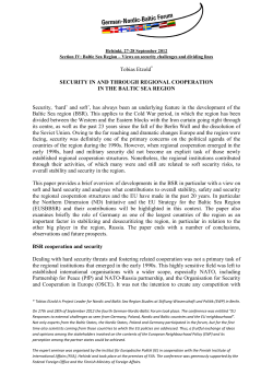 Tobias Etzold SECURITY IN AND THROUGH REGIONAL